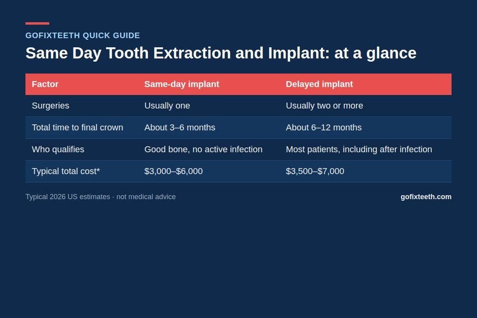 Same Day Tooth Extraction and Implant at a glance